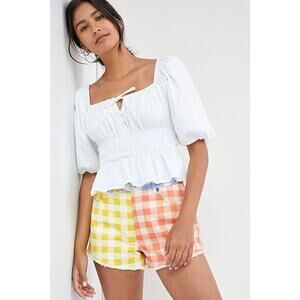 FARM RIO Anthropologie Colorful Gingham Shorts SM
